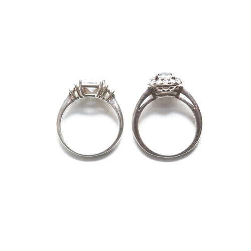 Two silver rings side by side: one tarnished with a dull finish and the other gleaming and polished to perfection