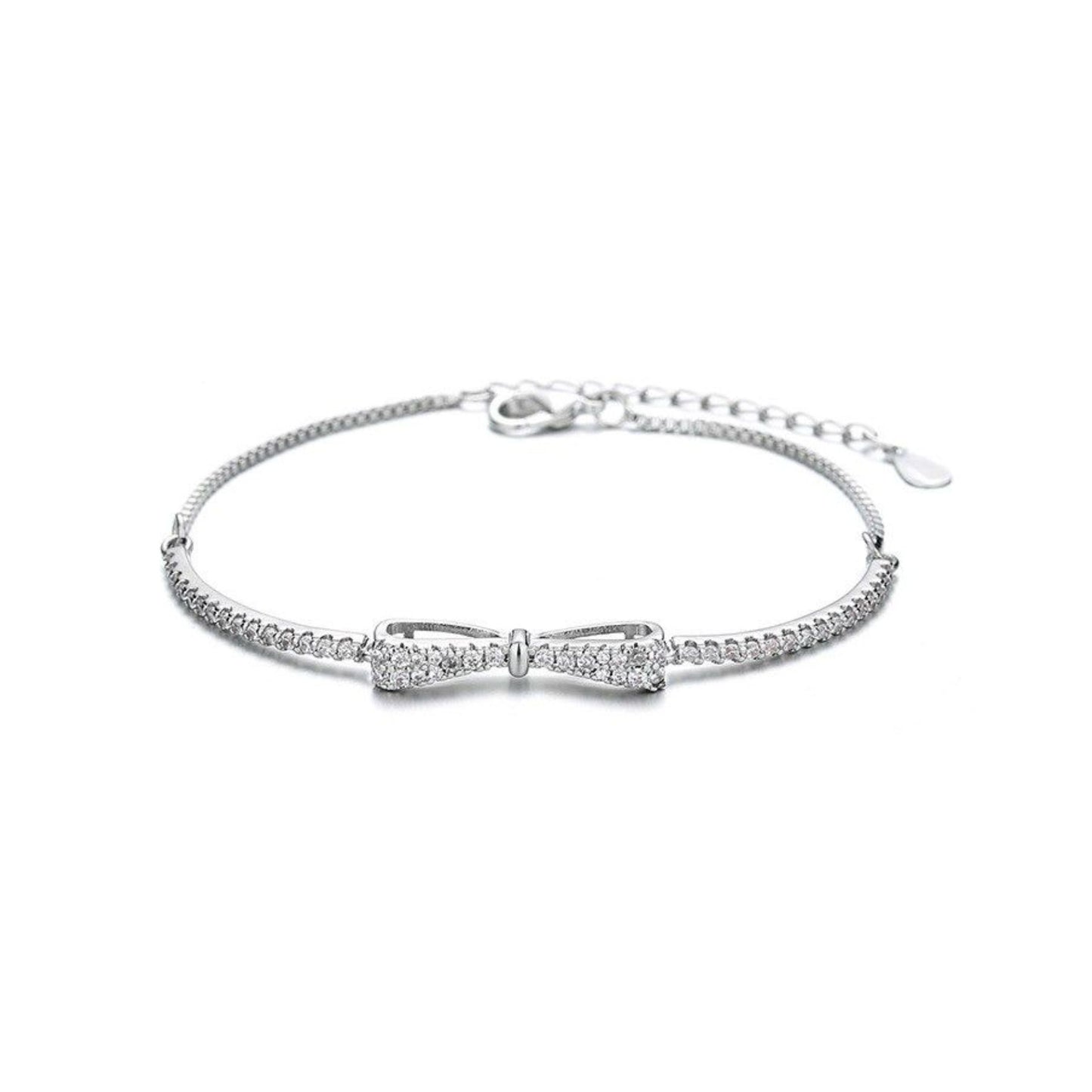 Bow Tennis Bracelet with Cubic Zirconia Sparkles 925 Silver