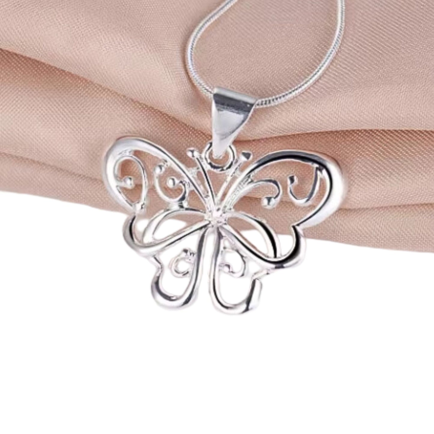 Butterly intricate pendant with removable chain in sterling silver