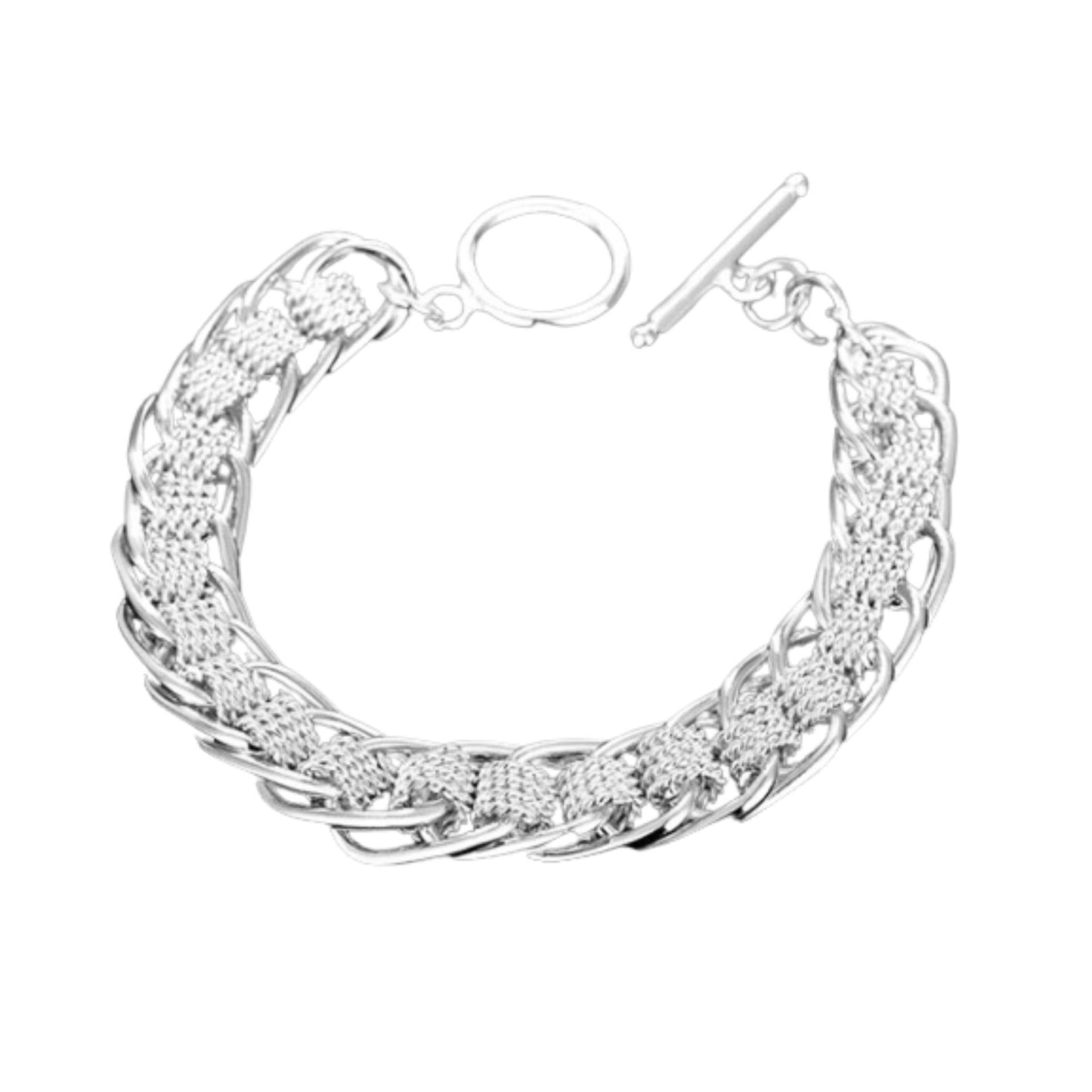 Front View Cascading Chunky Silver 925 Bracelet Australia