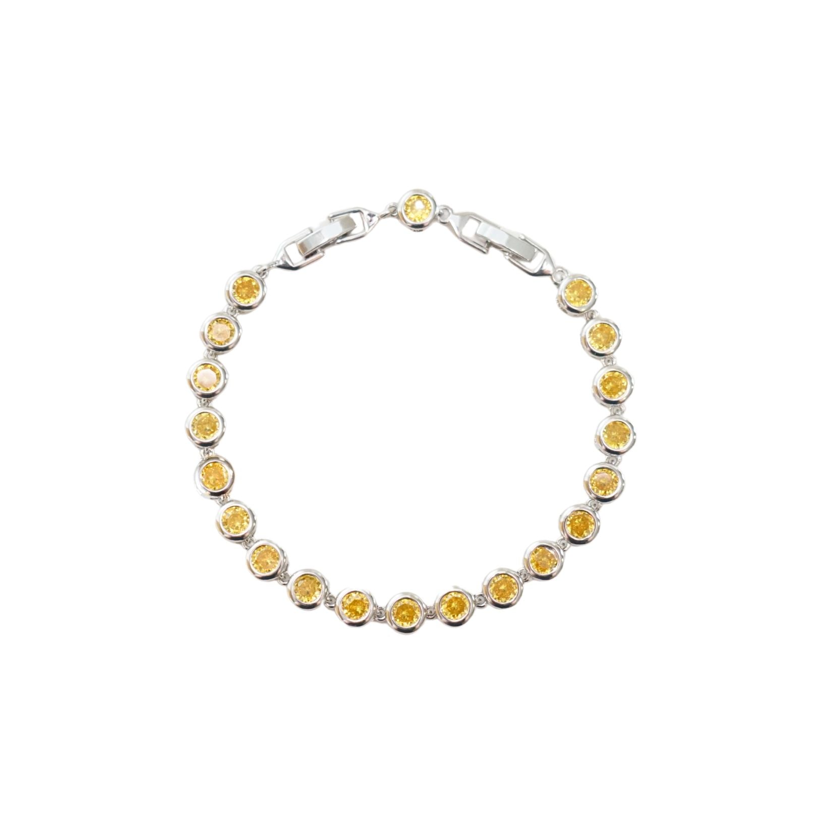 Citrine zirconia bracelet in Stirling Silver 21cm with expandable clasp