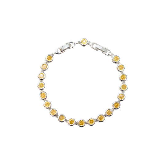 Citrine zirconia bracelet in Stirling Silver 21cm with expandable clasp