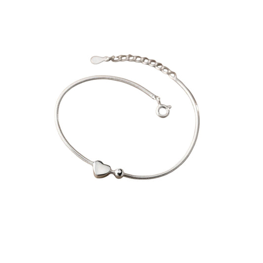 Dainty Heart Bracelet 20cm silver coated 