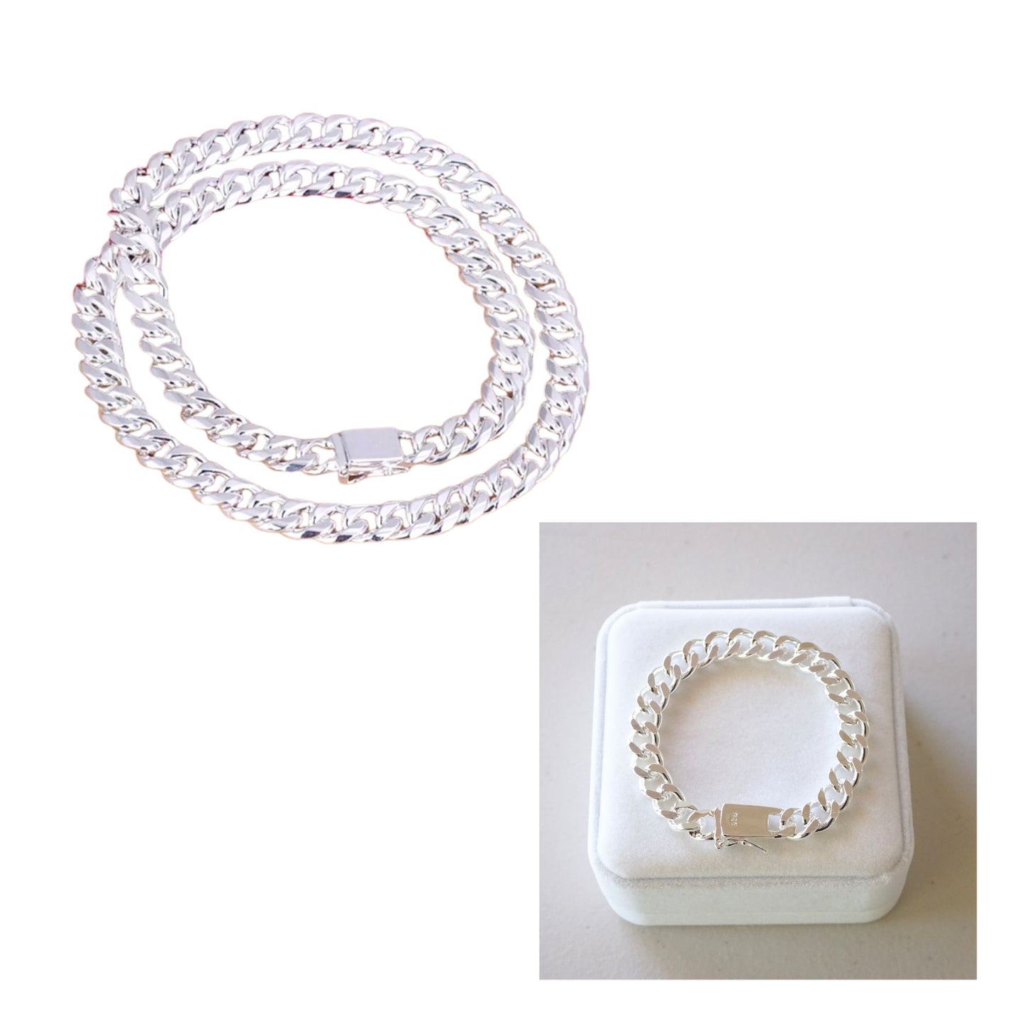 Eclipse Cuban Bold Chain Bracelet in Sterling Silver 20cm