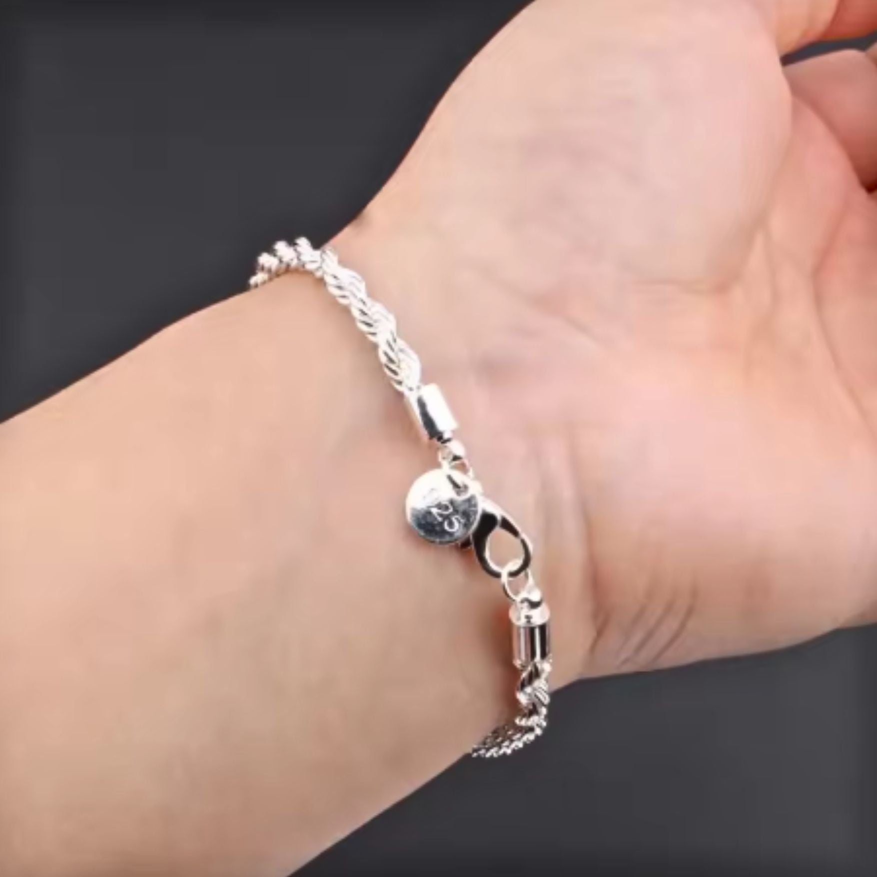 Wearing Silver Rope Bracelet 925 Silver Moments Australia