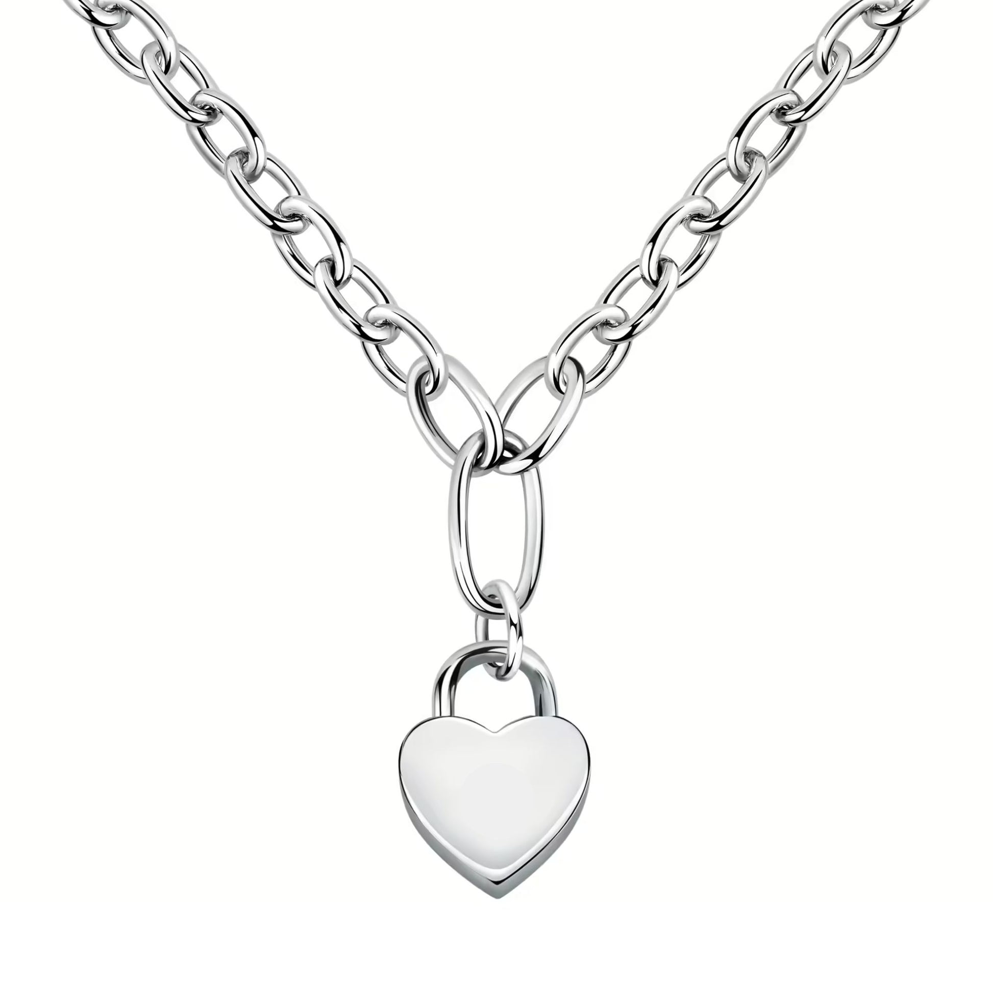 Sterling Silver Love Heart Chunky Necklace 925 Jewellery