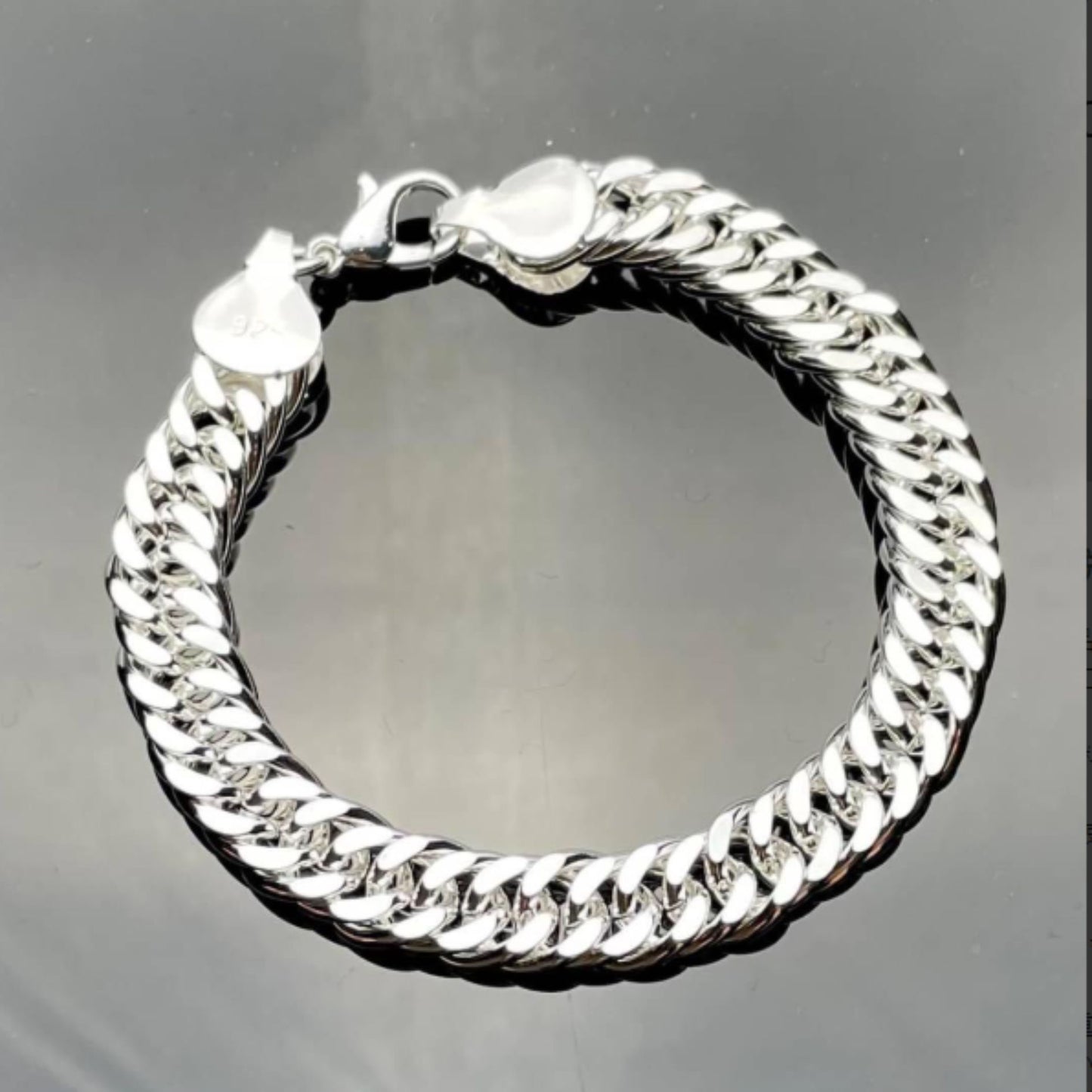 Snake chain sterling silver chunky chain bracelet 