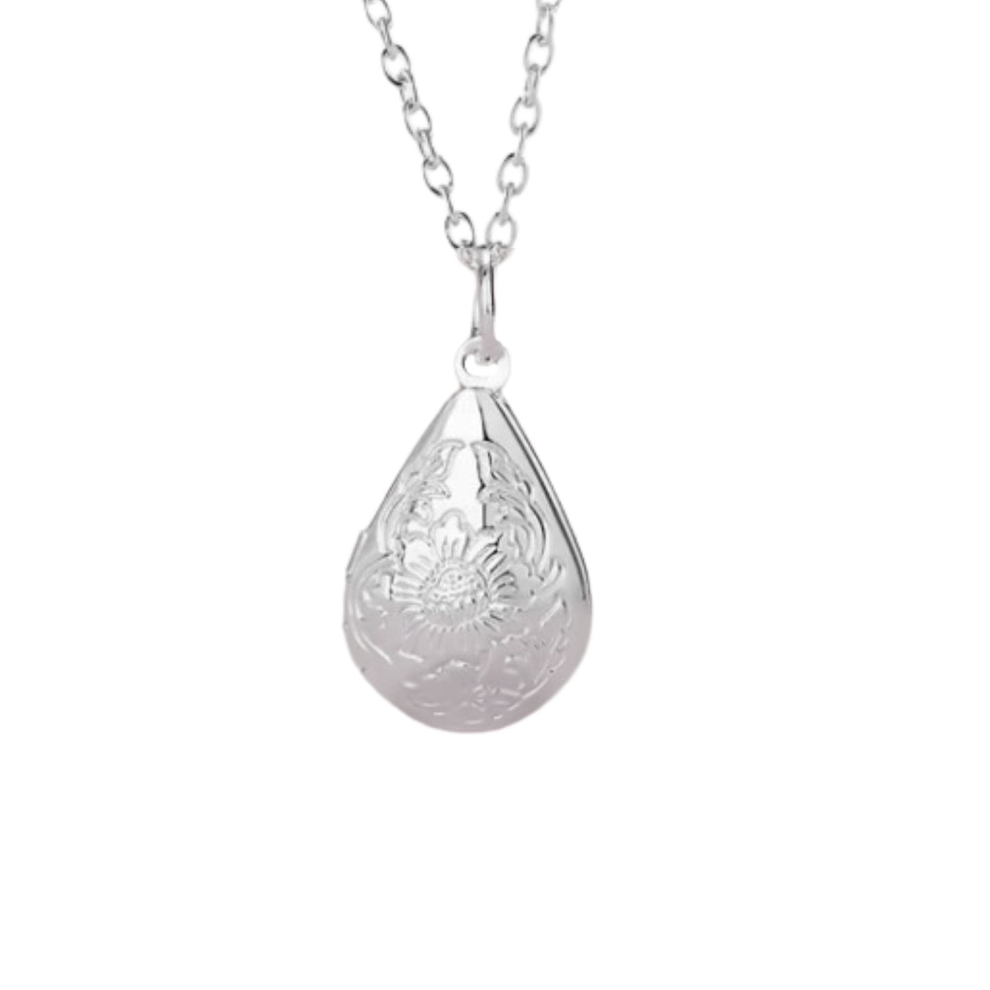 Teardrop photo removable pendant in stirling silver 925 Australia necklace 45cm length front view