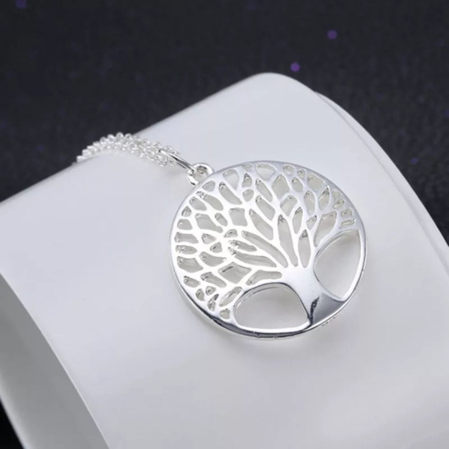 Sterling silver 925 Tree of Life pendant necklace with intricate cut-out design - available in Melbourne, Australia